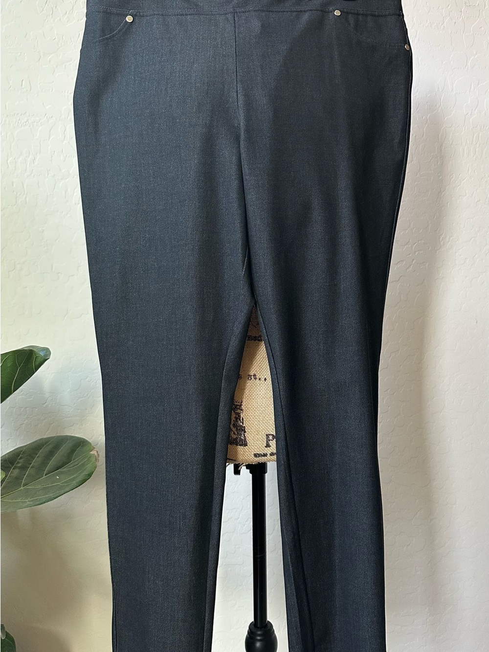 Karl Lagerfeld Black Tailored Pants with Metal Logo Plaque